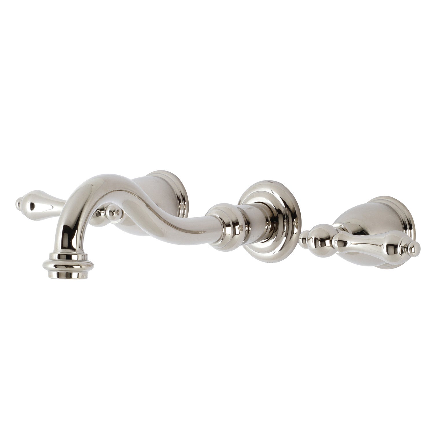 Kingston Heirloom KS3126AL - Vintage Double-Handle 3-Hole Wall Mount Bathroom Faucet, Polished Nickel — image 1